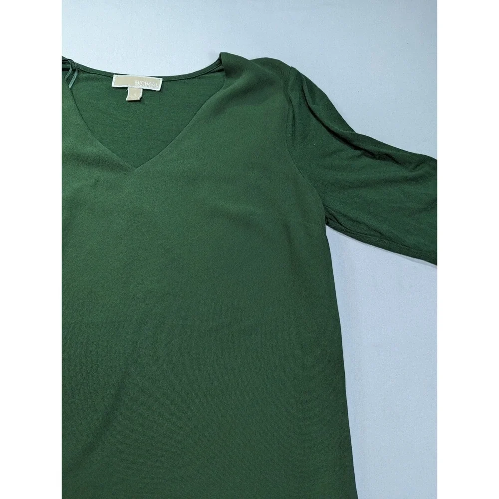 Michael Kors Woven Knit Layered Women's Mixed Hem V-Neck 3/4 Sleeve Top‎ Small - Picture 4 of 15